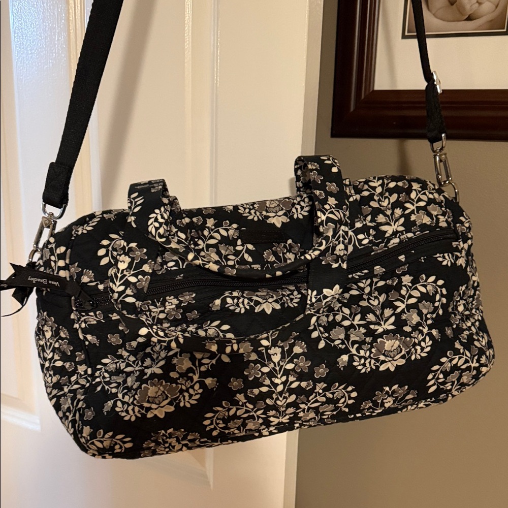 Vera Bradley Black Quilted Floral Travel Duffel
